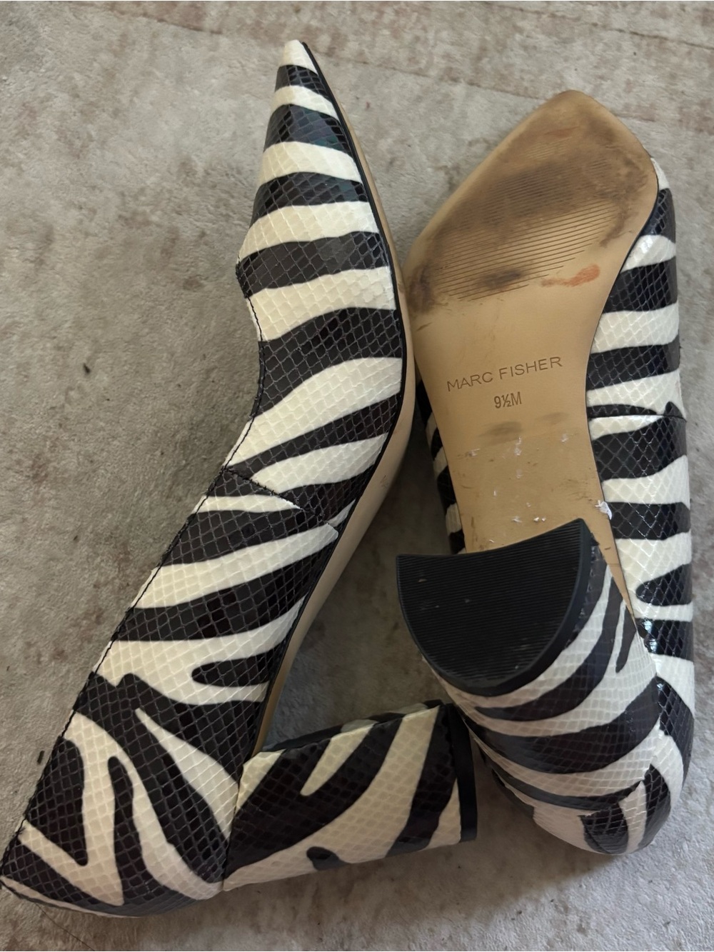 Marc Fisher Zebra-Print Pointed Heels - Black & White - Picture 3 of 3